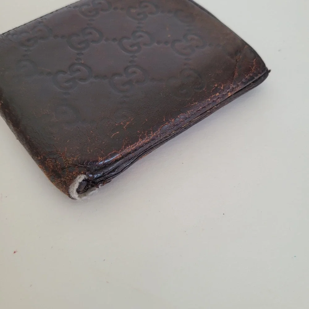 Gucci Guccissima Bifold Wallet Brown Leather GG Monogram 146223 2118 Mens